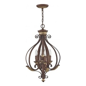 Beaumont Lane 4 Light Bronze Foyer with Aged Gold Leaf Accents Finish