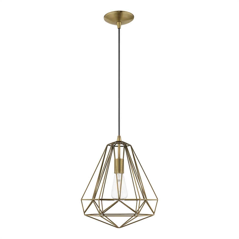 Beaumont Lane 1-Light Farmhouse Metal Single Pendant in Antique Brass