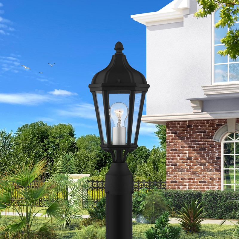 Beaumont Lane Contemporary Outdoor Post Lantern in Textured Black