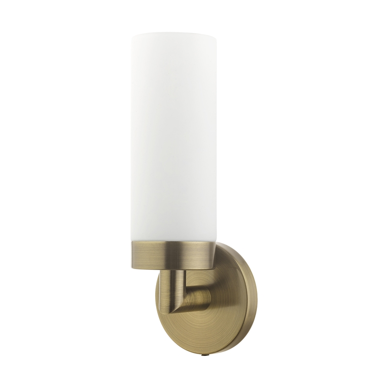 Beaumont Lane Contemporary 1-Light Glass/Metal Single Sconce in Antique Brass