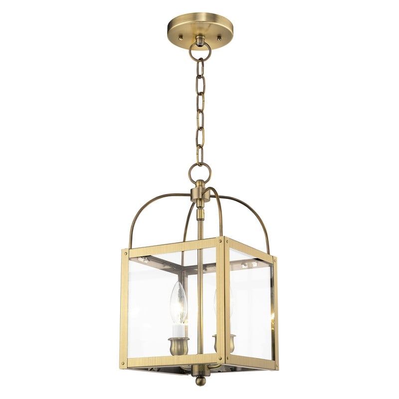 Beaumont Lane Contemporary 2 Light Antique Brass Chain Hang/Ceiling Mount