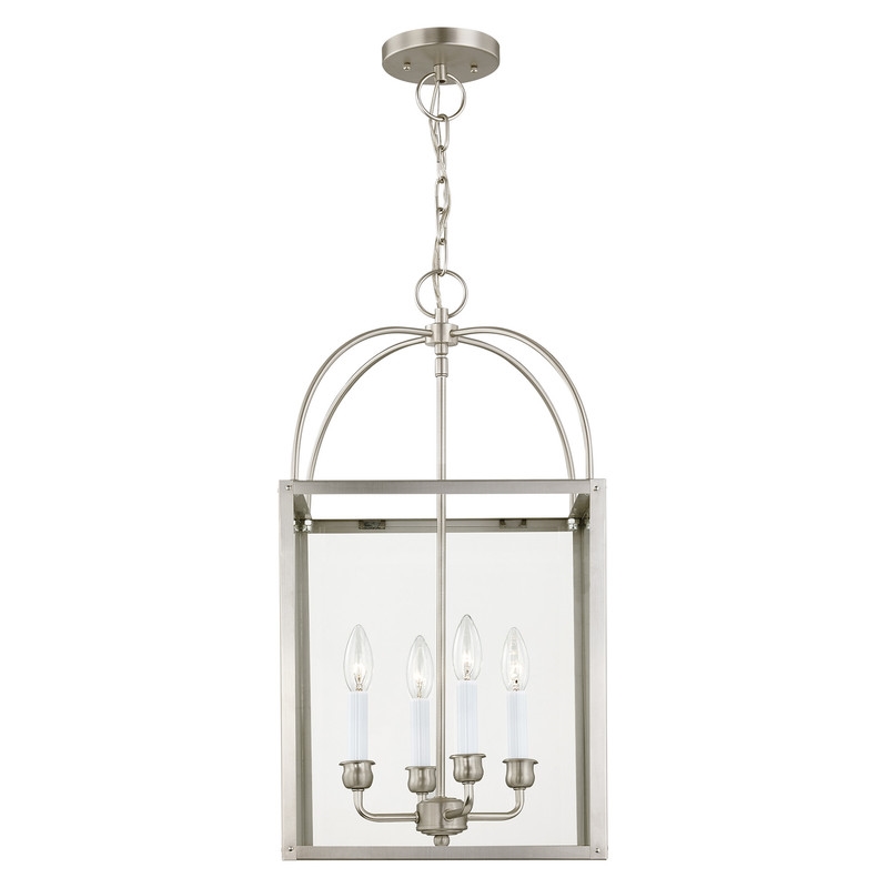 Beaumont Lane Contemporary 4 Light Brushed Nickel Chain Lantern