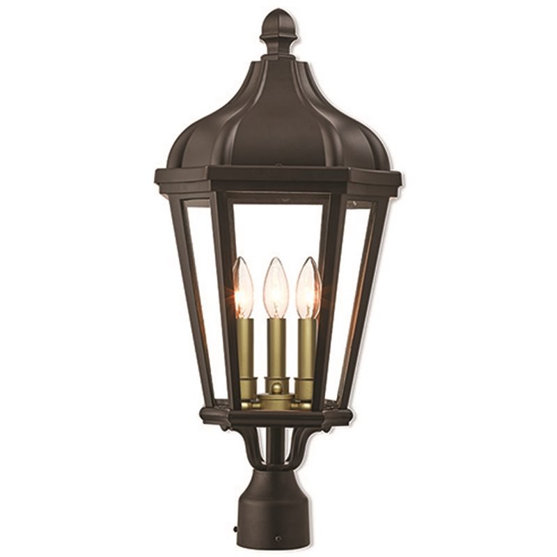 Beaumont Lane Contemporary 3 Light Outdoor Post Lantern in Bronze