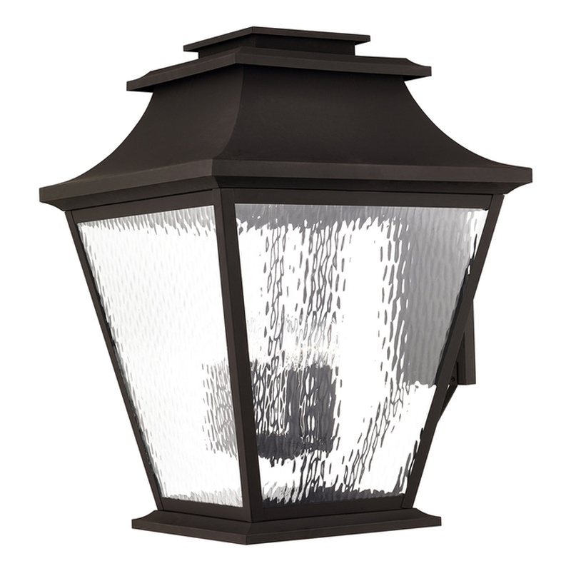 Beaumont Lane Contemporary Brass Outdoor Wall Lantern in Bronze