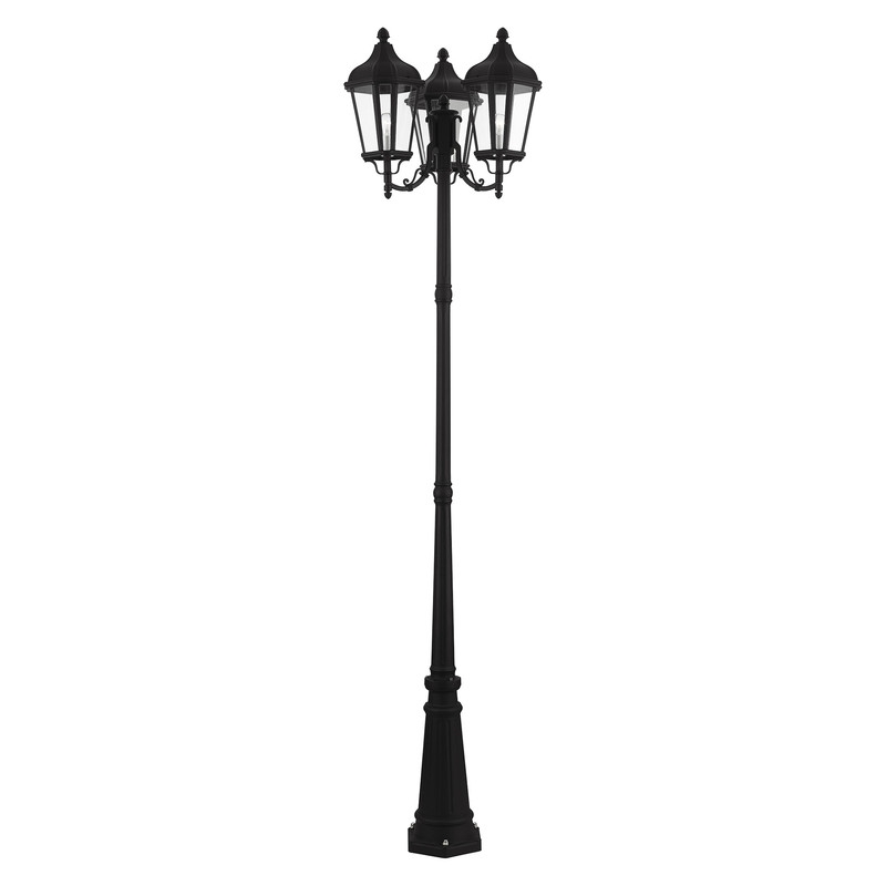 Beaumont Lane Contemporary 3 Light Outdoor Post Lantern in Textured Black