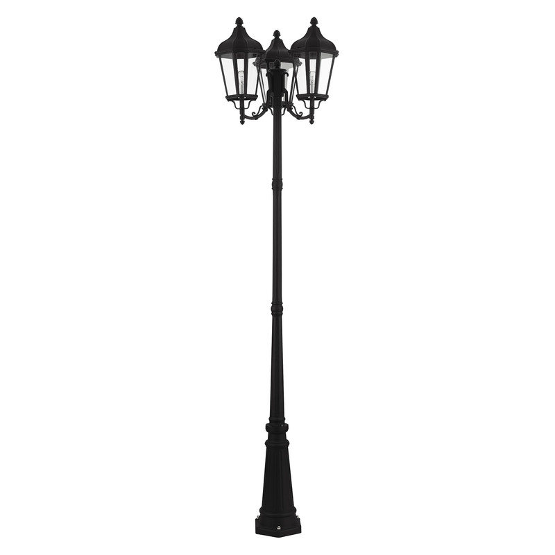 Beaumont Lane Contemporary 3 Light Outdoor Post Lantern in Textured Black