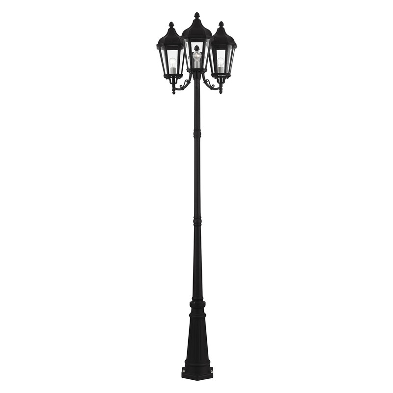 Beaumont Lane Contemporary 3 Light Outdoor Post Lantern in Textured Black