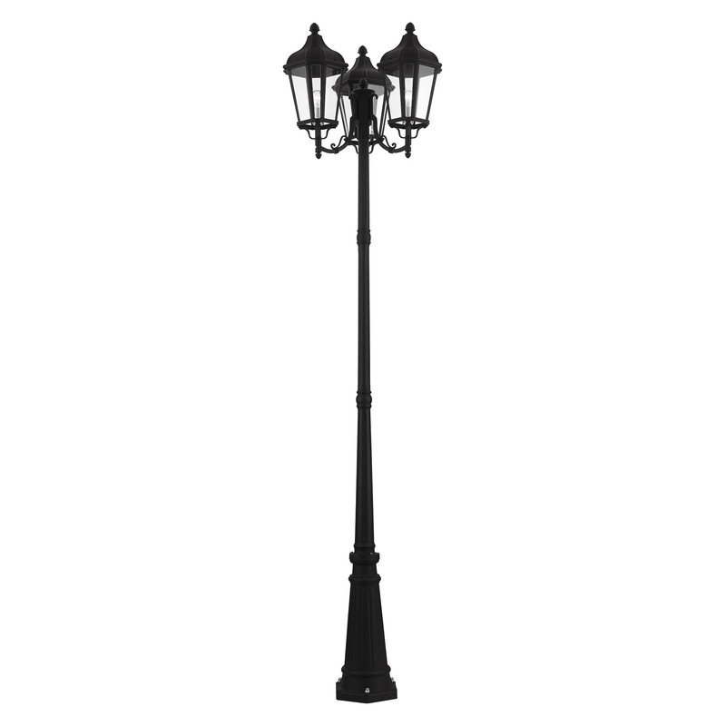 Beaumont Lane Contemporary 3 Light Outdoor Post Lantern in Textured Black