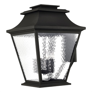 Beaumont Lane Contemporary Brass Outdoor Wall Lantern in Black