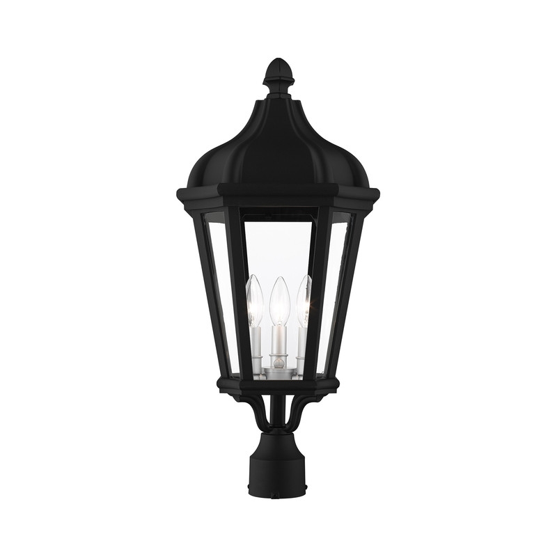 Beaumont Lane Contemporary 3 Light Outdoor Post Lantern in Textured Black