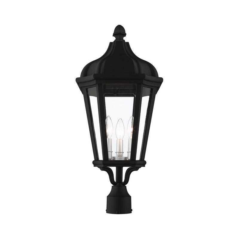 Beaumont Lane Contemporary 3 Light Outdoor Post Lantern in Textured Black