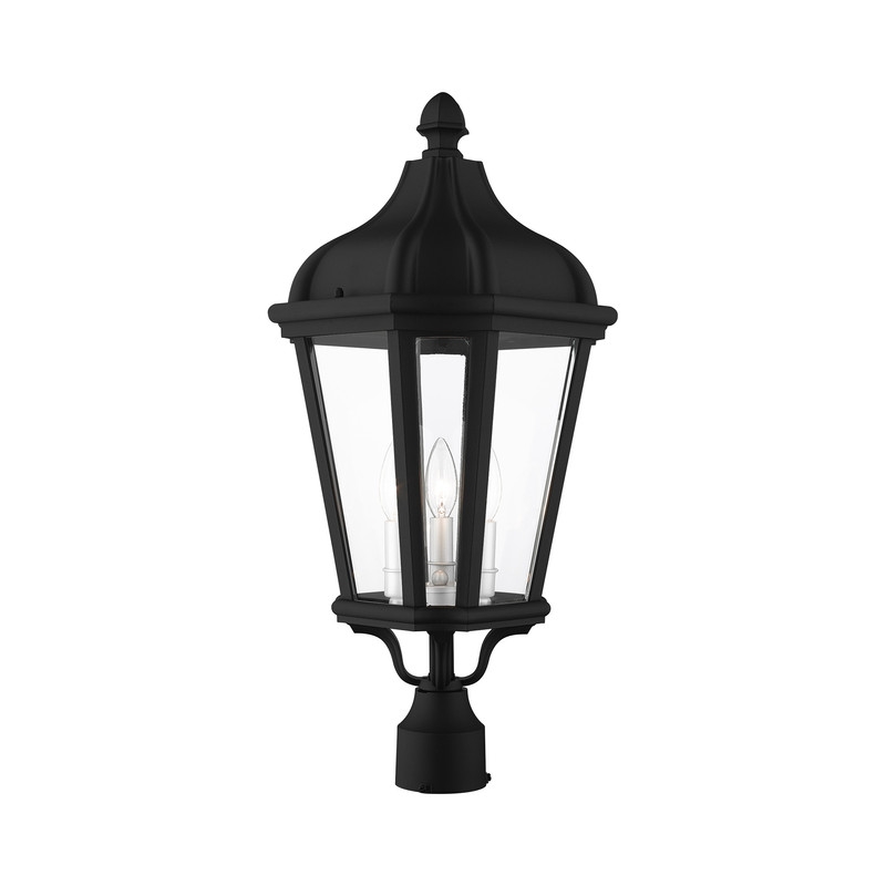 Beaumont Lane Contemporary 3 Light Outdoor Post Lantern in Textured Black