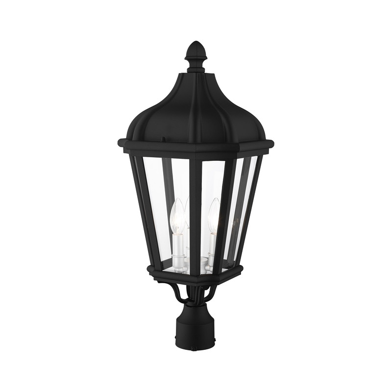 Beaumont Lane Contemporary 3 Light Outdoor Post Lantern in Textured Black