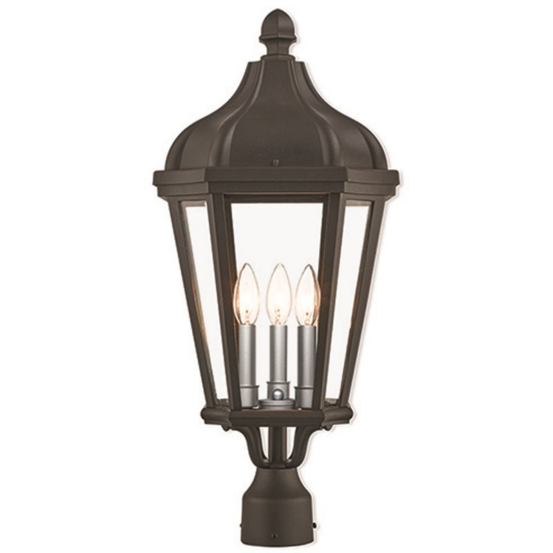 Beaumont Lane Contemporary 3 Light Outdoor Post Lantern in Textured Black