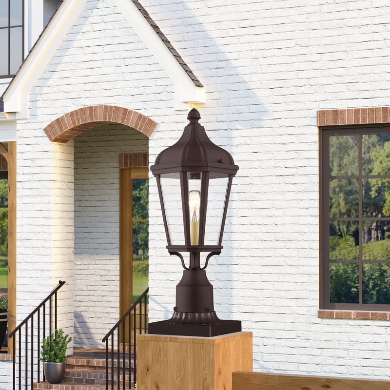 Beaumont Lane Contemporary Aluminum Outdoor Post Lantern in Bronze