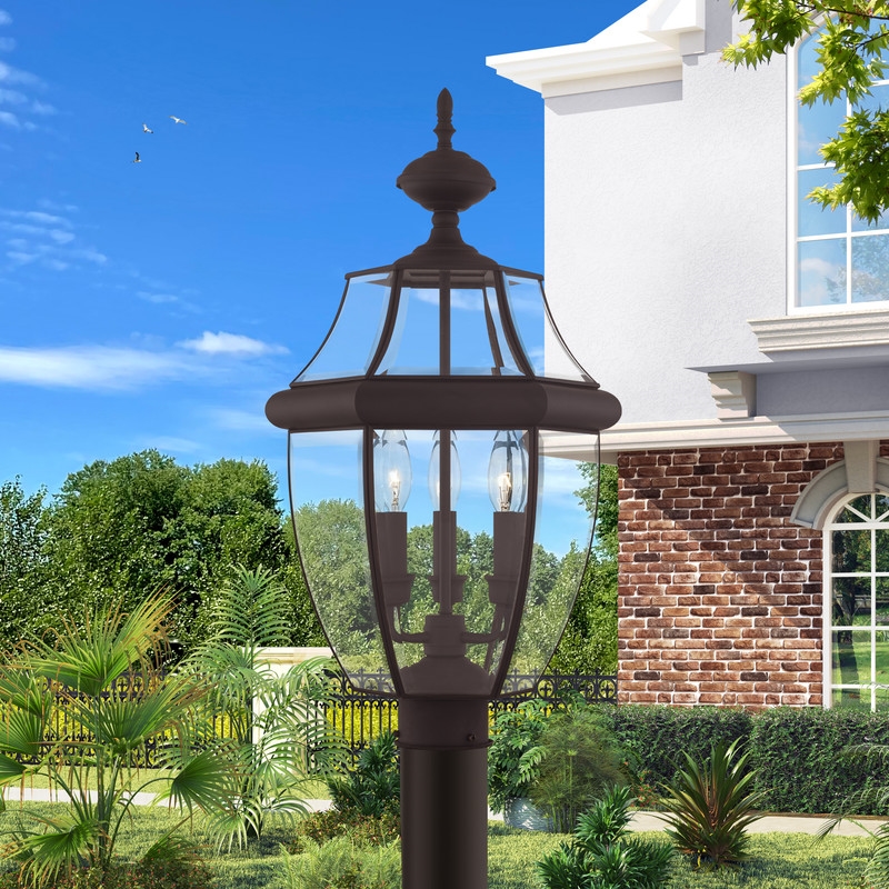 Beaumont Lane Contemporary 3 Light Bronze Outdoor Post Top Lantern