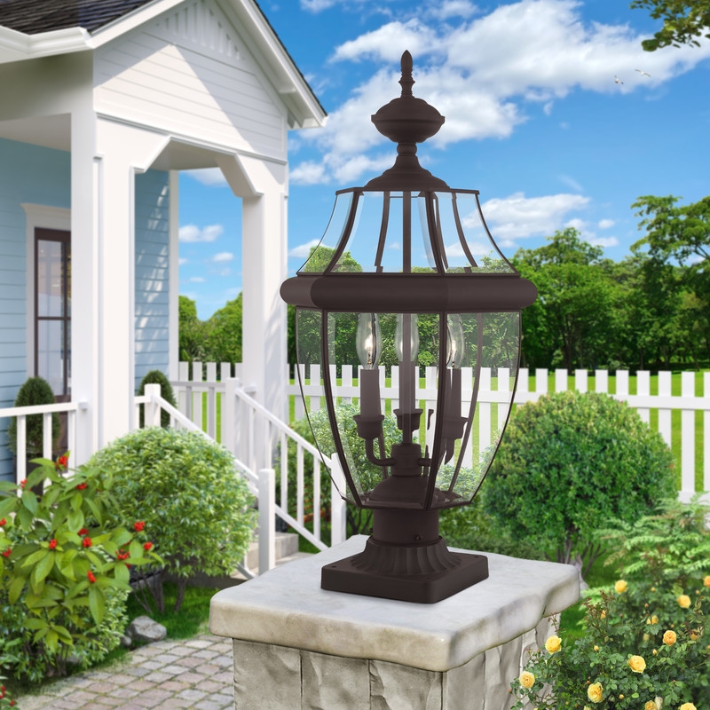Beaumont Lane Contemporary 3 Light Bronze Outdoor Post Top Lantern