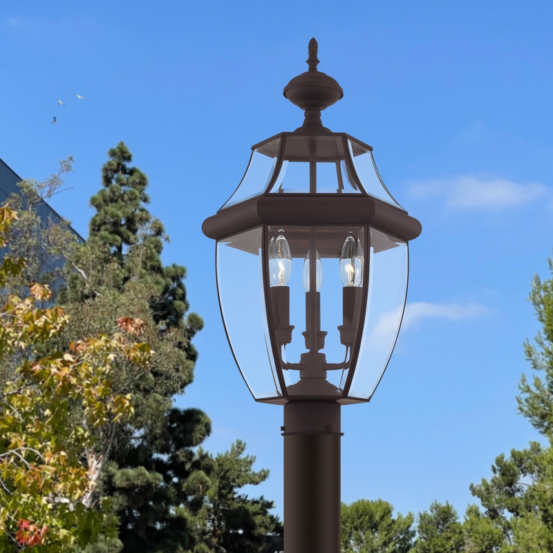 Beaumont Lane Contemporary 3 Light Bronze Outdoor Post Top Lantern