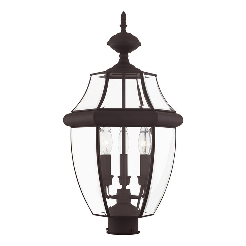 Beaumont Lane Contemporary 3 Light Bronze Outdoor Post Top Lantern