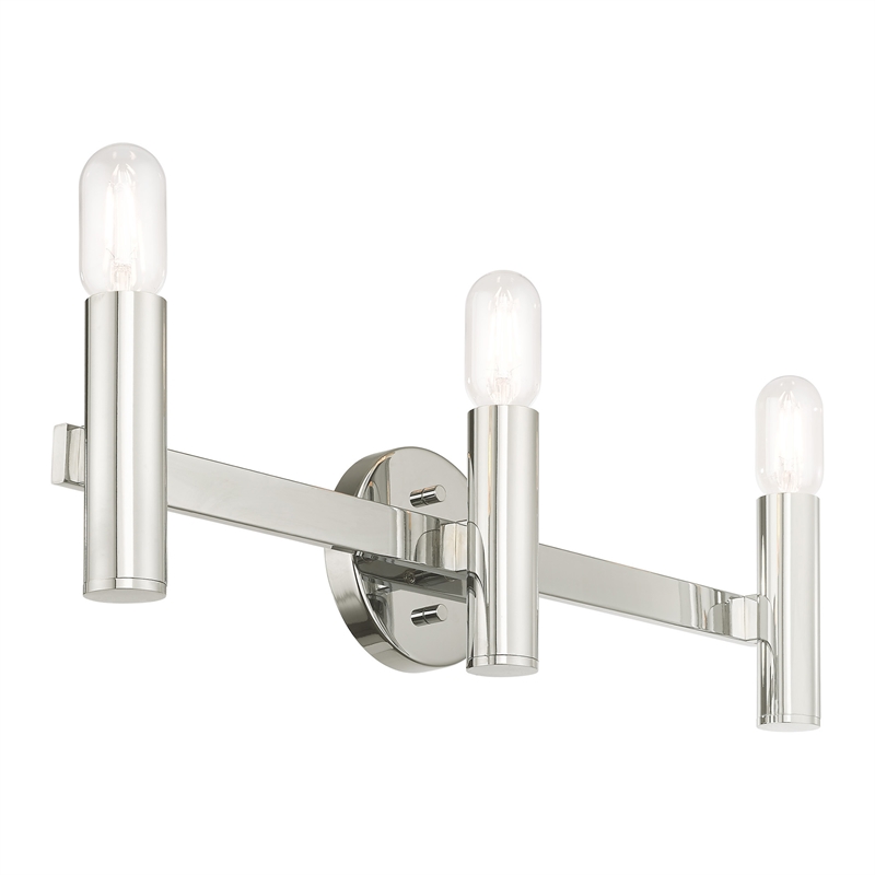 Beaumont Lane Mid-Century 3-Light Metal Bath Vanity Sconce in Polished Chrome