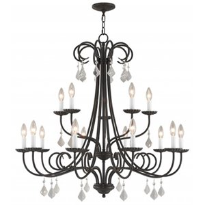 Beaumont Lane Contemporary 15 Light Foyer Chandelier in English Bronze