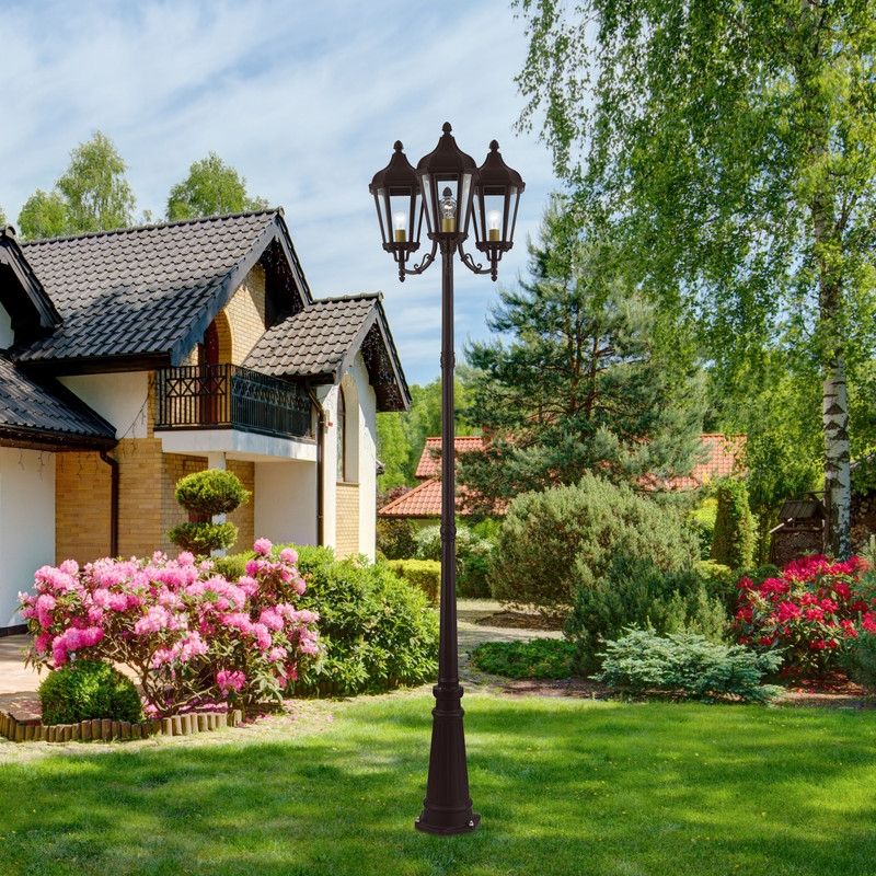 Beaumont Lane Contemporary 3 Light Outdoor Post Lantern in Bronze