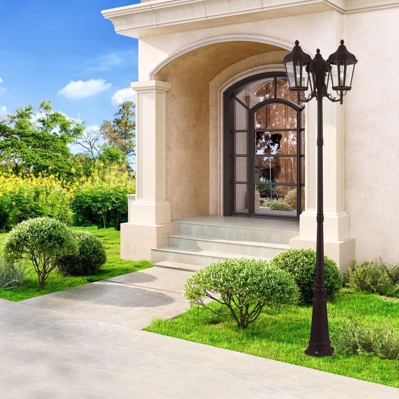 Beaumont Lane Contemporary 3 Light Outdoor Post Lantern in Bronze