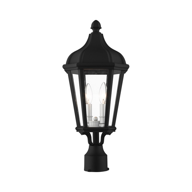 Beaumont Lane Contemporary 2 Light Outdoor Post Lantern in Textured Black