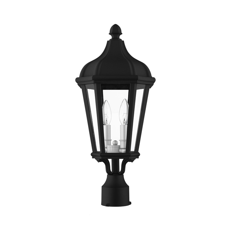 Beaumont Lane Contemporary 2 Light Outdoor Post Lantern in Textured Black