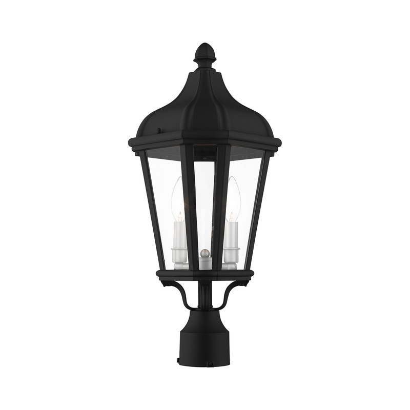 Beaumont Lane Contemporary 2 Light Outdoor Post Lantern in Textured Black