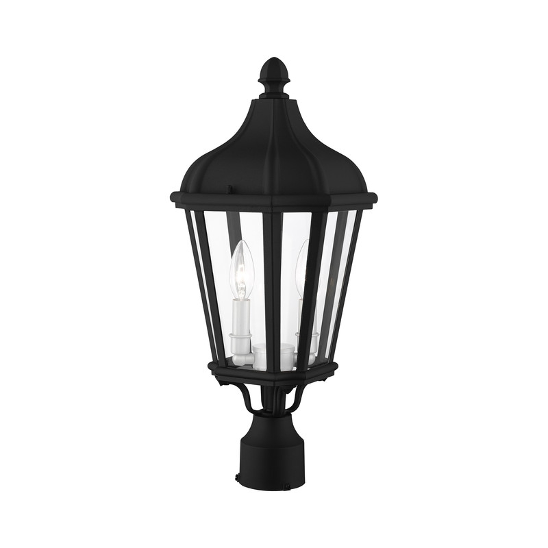 Beaumont Lane Contemporary 2 Light Outdoor Post Lantern in Textured Black