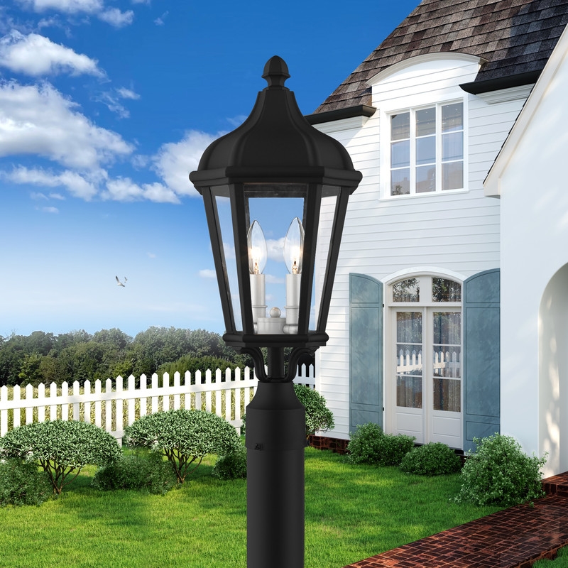 Beaumont Lane Contemporary 2 Light Outdoor Post Lantern in Textured Black
