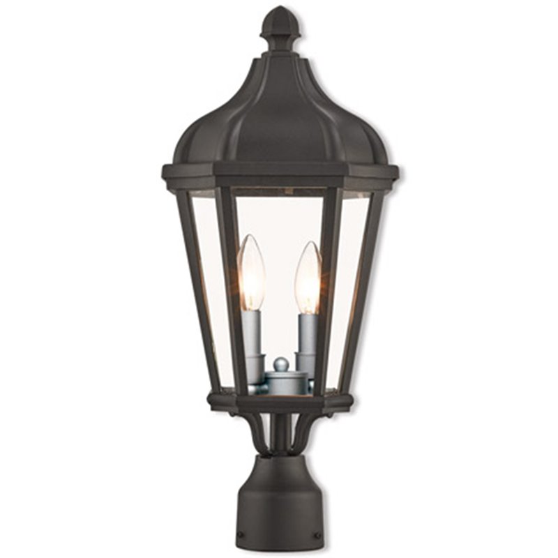 Beaumont Lane Contemporary 2 Light Outdoor Post Lantern in Textured Black