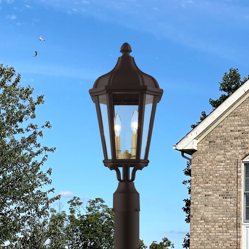Beaumont Lane Contemporary 2 Light Outdoor Post Lantern in Bronze