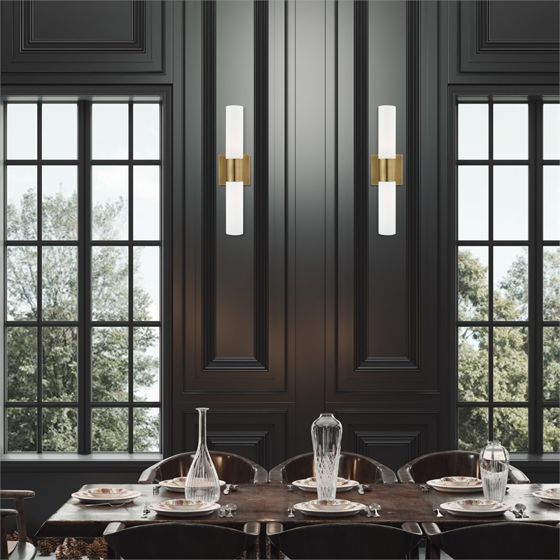 Beaumont Lane 2-Light Twist Lock Metal Vanity Lighting in Antique Brass