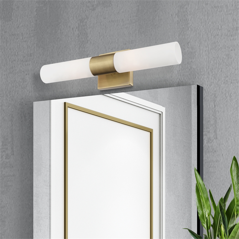 Beaumont Lane 2-Light Twist Lock Metal Vanity Lighting in Antique Brass