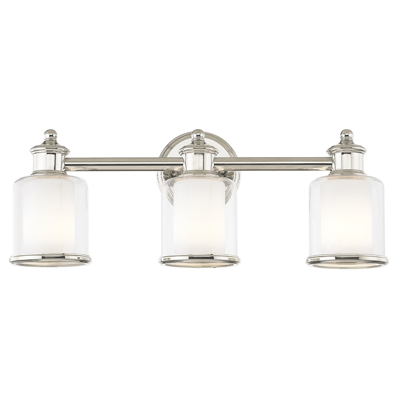 Beaumont Lane Transitional 3-Light Metal & Glass Bath Light in Polished Nickel