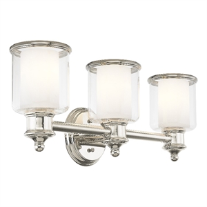 Beaumont Lane Transitional 3-Light Metal & Glass Bath Light in Polished Nickel