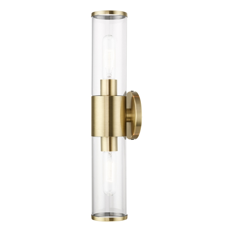Beaumont Lane 2-Light Metal & Glass ADA Vanity Sconce in Antique Brass