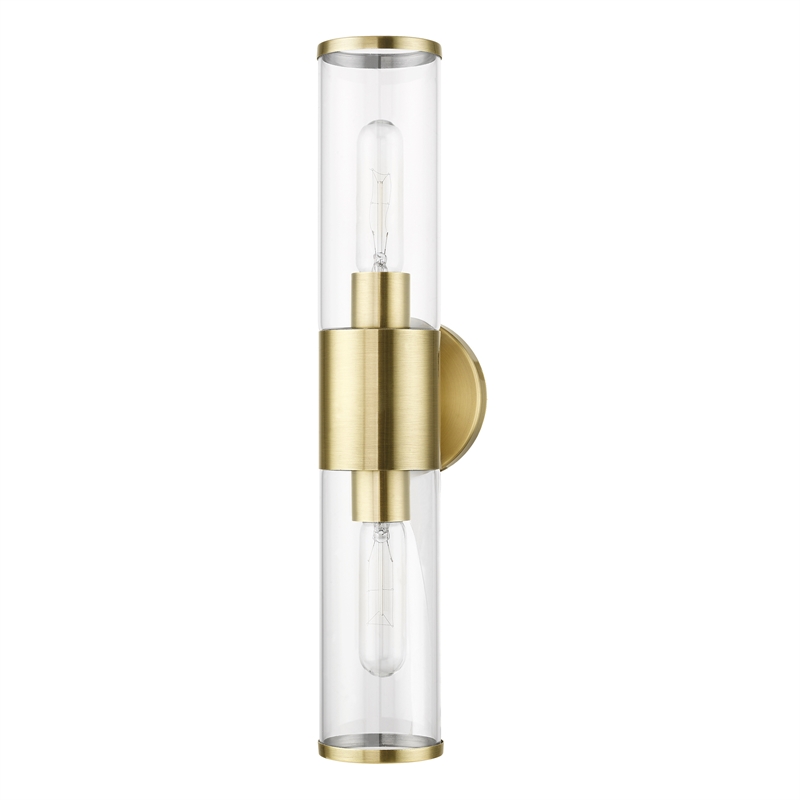 Beaumont Lane 2-Light Metal & Glass ADA Vanity Sconce in Antique Brass