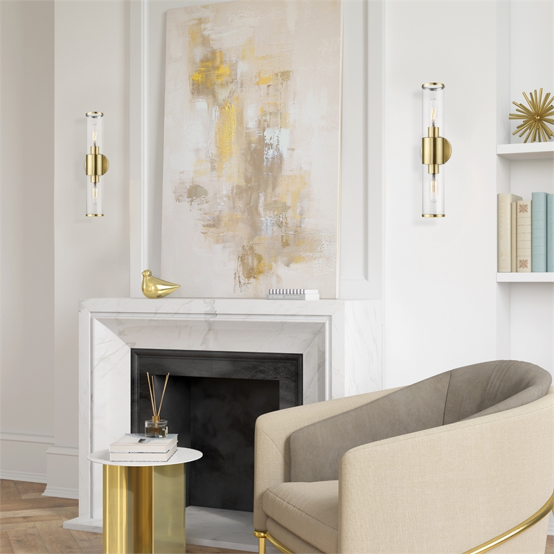Beaumont Lane 2-Light Metal & Glass ADA Vanity Sconce in Antique Brass