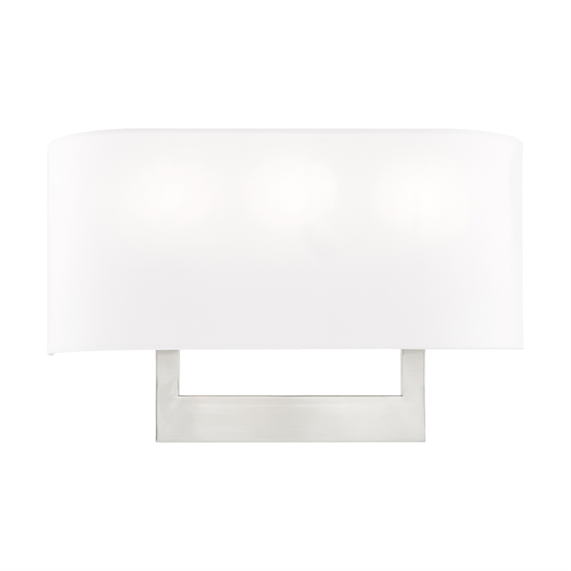 Beaumont Lane Contemporary 3-Light Metal & Fabric Wall Sconce in Brushed Nickel