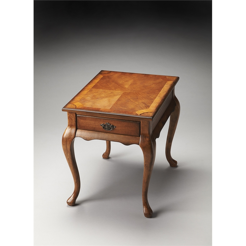 Beaumont Lane Modern Wood Traditional Olive Ash Burl End Table