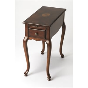 Beaumont Lane Rubberwood Cherry Chairside Table Rectangular Traditional 11.5&quotW x 23.5&quotD x 24.5&quotH Unassembled