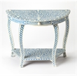 Beaumont Lane Transitional Blue Bone Inlay Demilune Console Table