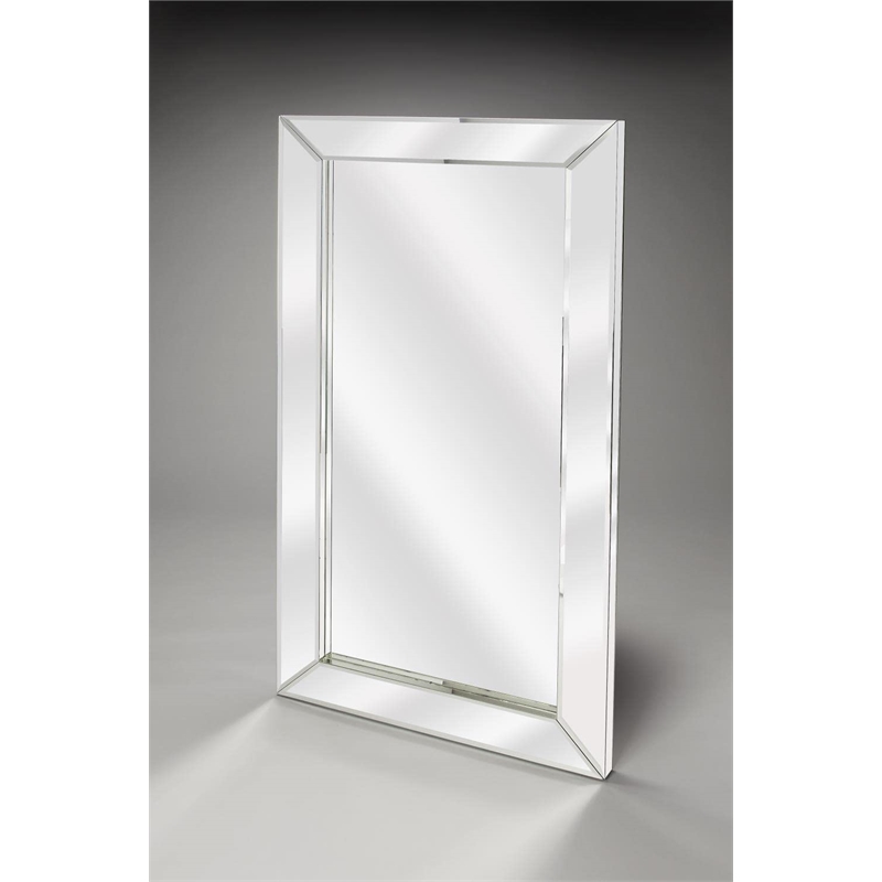 Beaumont Lane Contemporary Mirrored Wall Mirror in Silver Finish