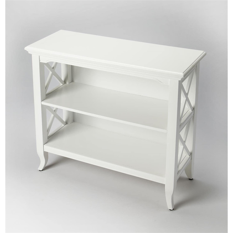 Beaumont Lane Modern Wood Transitional Glossy White Low Bookcase