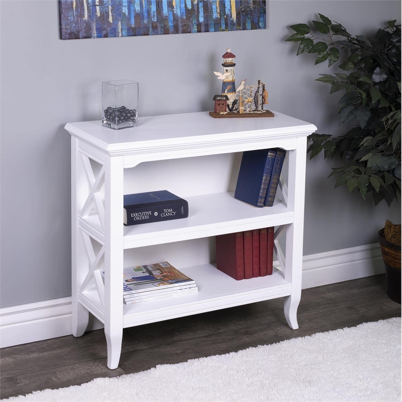 Beaumont Lane Modern Wood Transitional Glossy White Low Bookcase