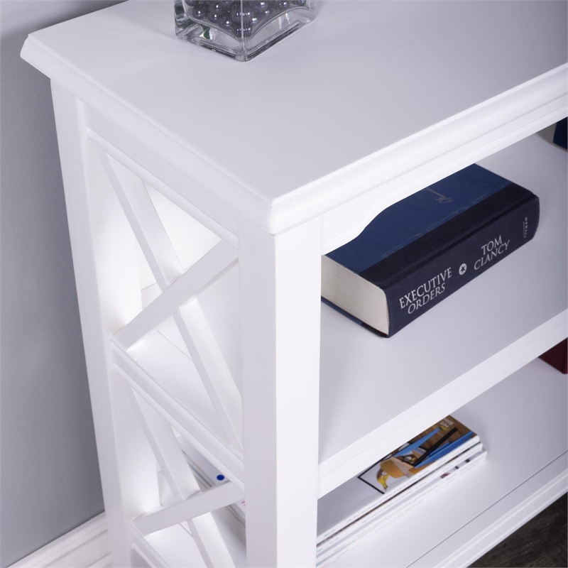 Beaumont Lane Modern Wood Transitional Glossy White Low Bookcase