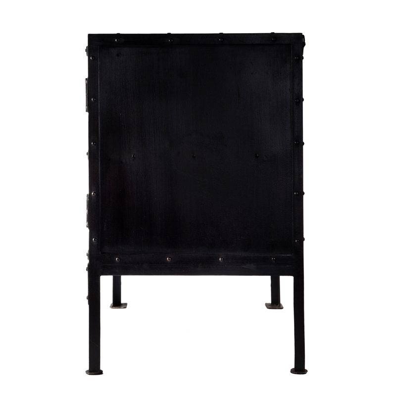 Beaumont Lane Modern Industrial Iron Console Cabinet - Black